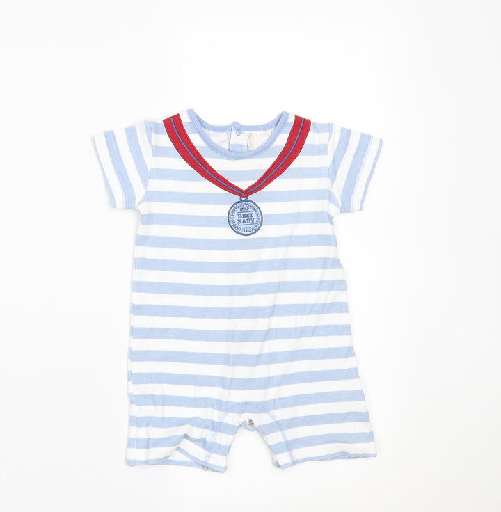 mamas & papas Baby Blue Striped  Romper One-Piece Size 3-6 Months