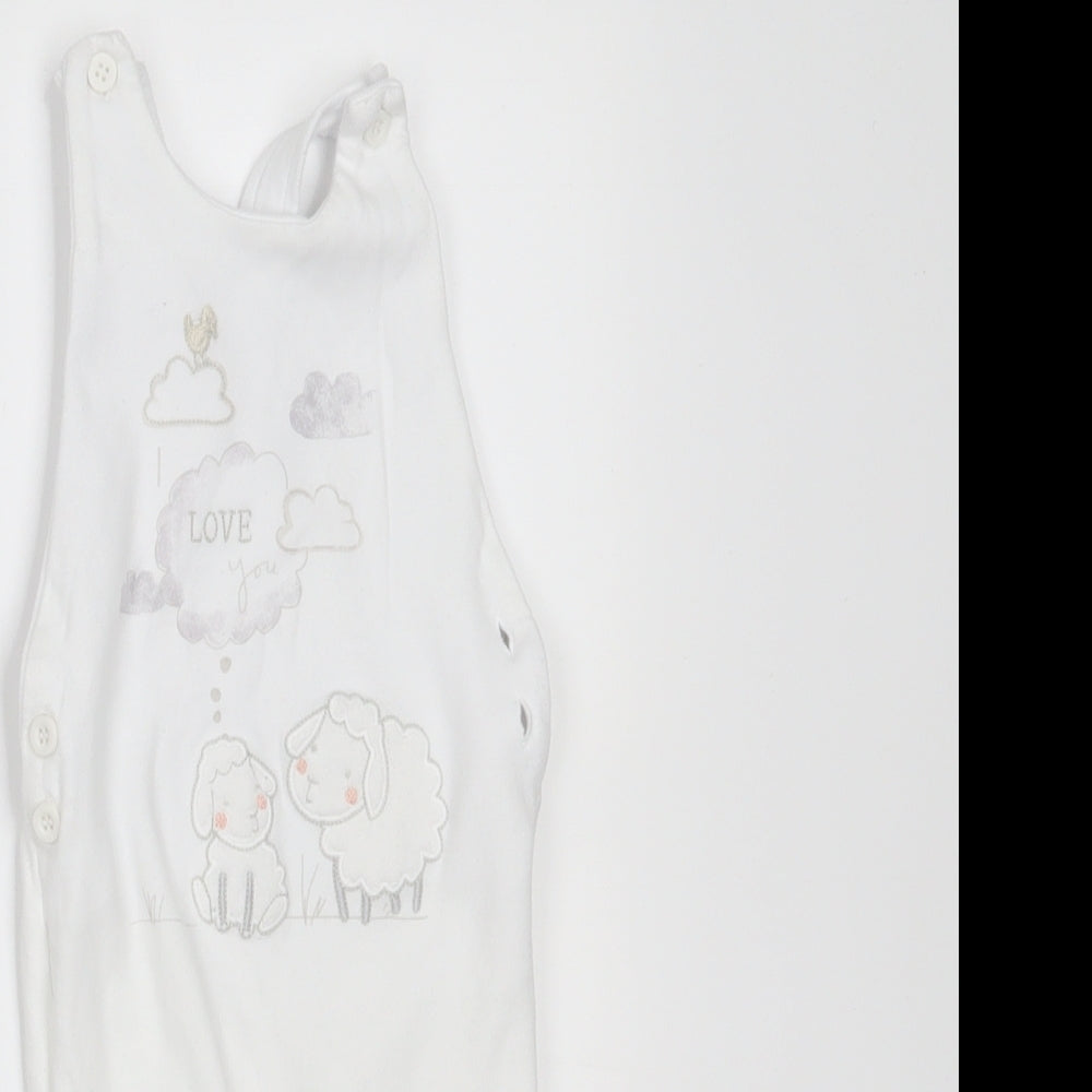 Mothercare Baby White   Dungaree One-Piece Size 0-3 Months  - i love you