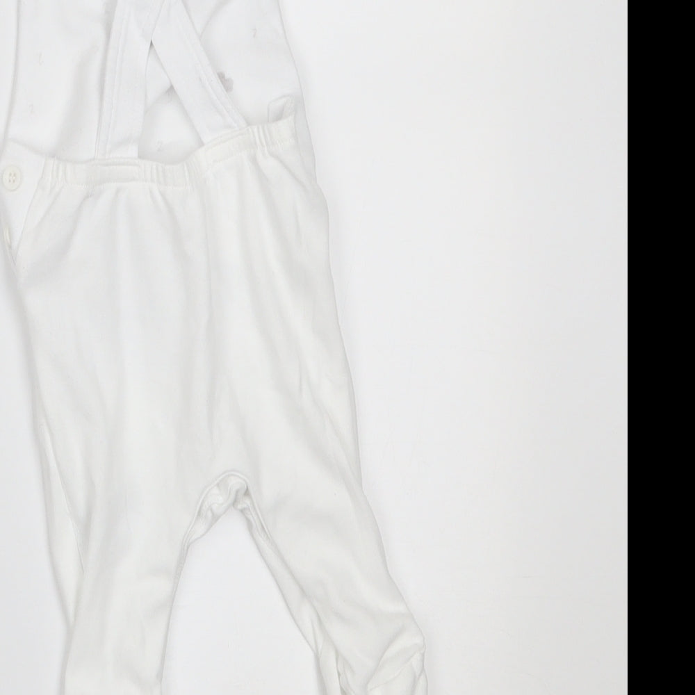 Mothercare Baby White   Dungaree One-Piece Size 0-3 Months  - i love you