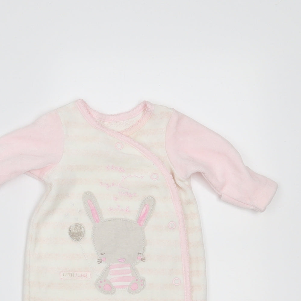 Mothercare Girls Pink Striped  Babygrow One-Piece Size Newborn