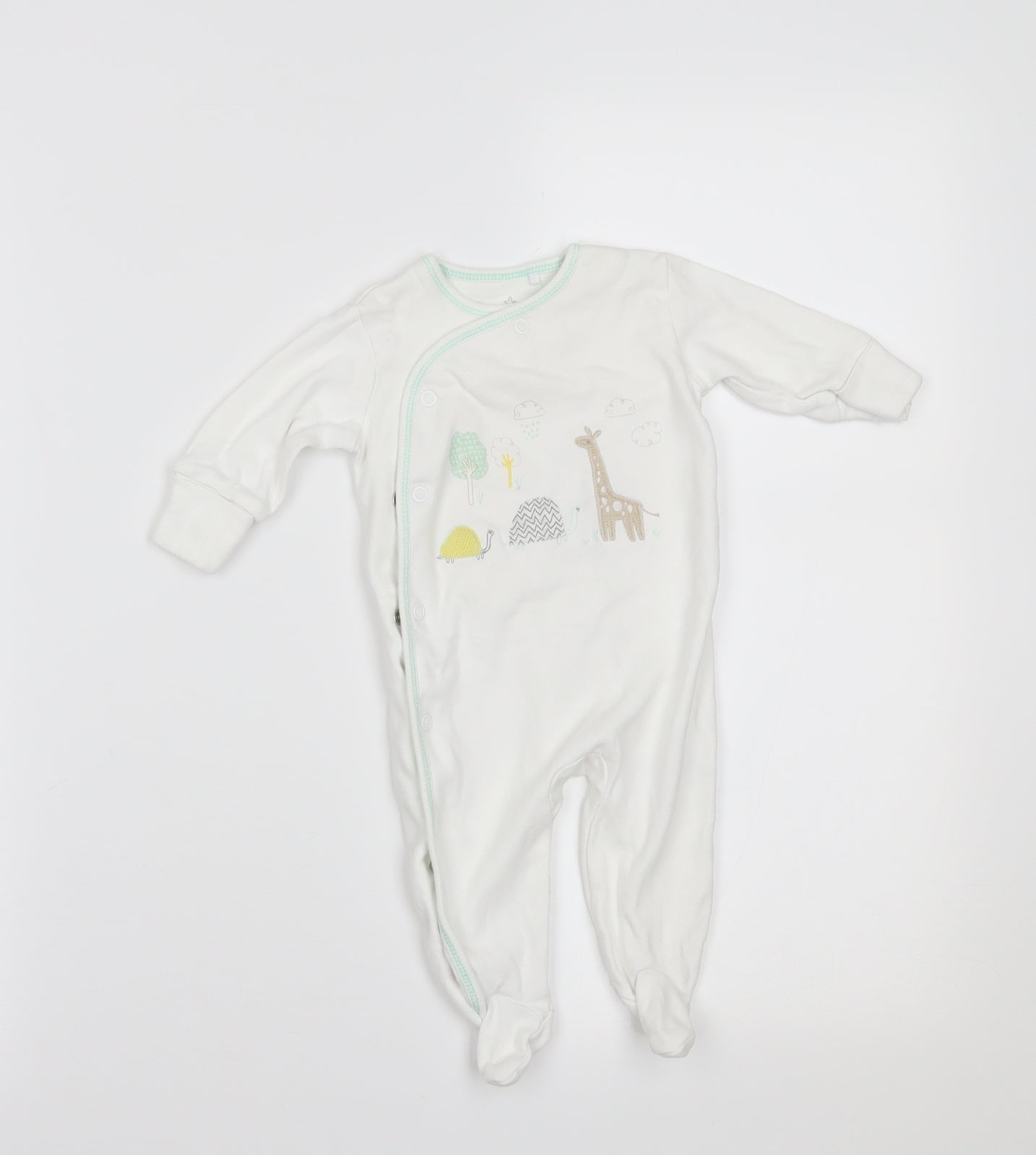 NEXT Boys White   Babygrow One-Piece Size 0-3 Months  - BUILT IN MITTENS