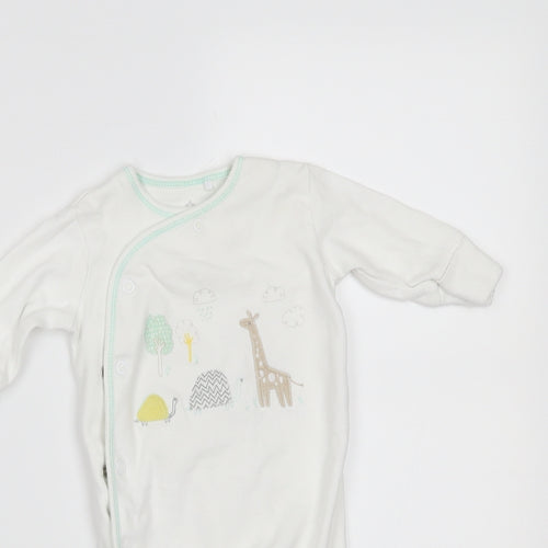 NEXT Boys White   Babygrow One-Piece Size 0-3 Months  - BUILT IN MITTENS