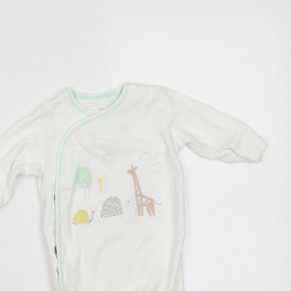 NEXT Boys White   Babygrow One-Piece Size 0-3 Months  - BUILT IN MITTENS