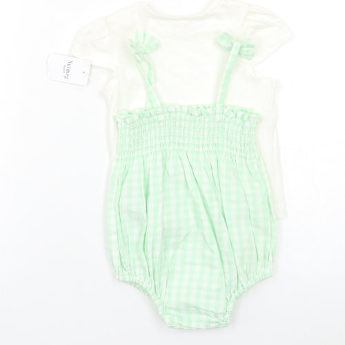 Nutmeg Baby Green Check  Romper One-Piece Size 3-6 Months