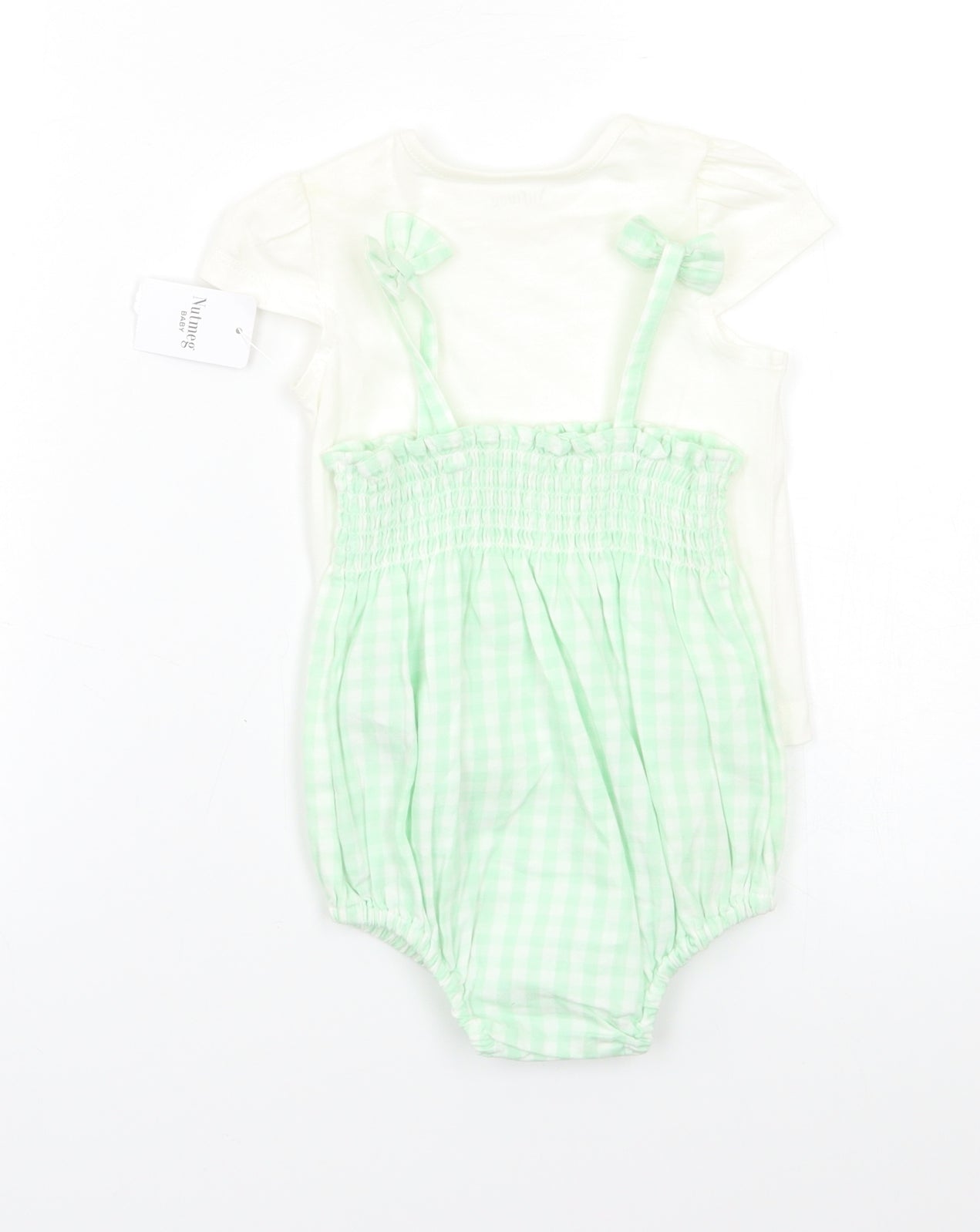 Nutmeg Baby Green Check  Romper One-Piece Size 3-6 Months