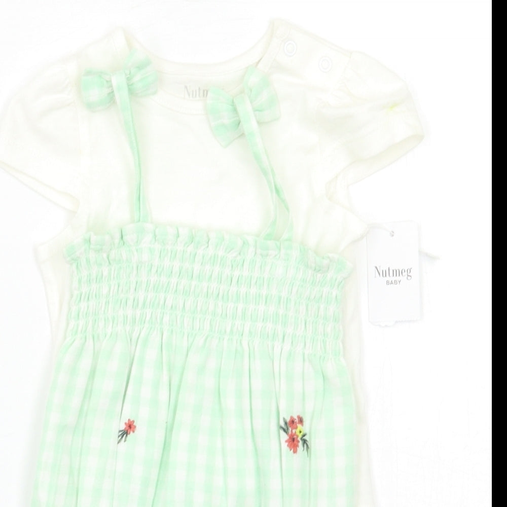Nutmeg Baby Green Check  Romper One-Piece Size 3-6 Months