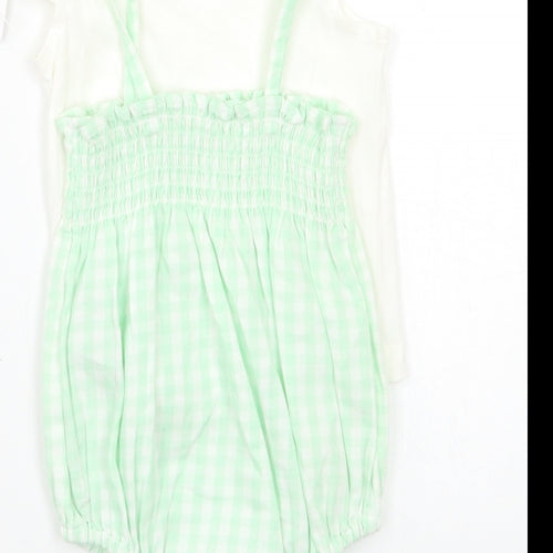Nutmeg Baby Green Check  Romper One-Piece Size 3-6 Months
