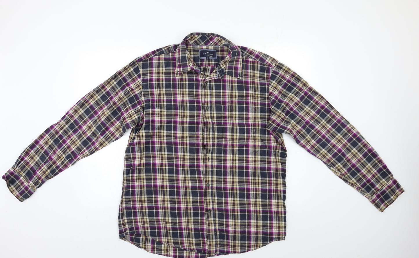 M&S Mens Multicoloured Check   Button-Up Size L
