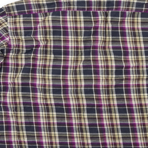 M&S Mens Multicoloured Check   Button-Up Size L