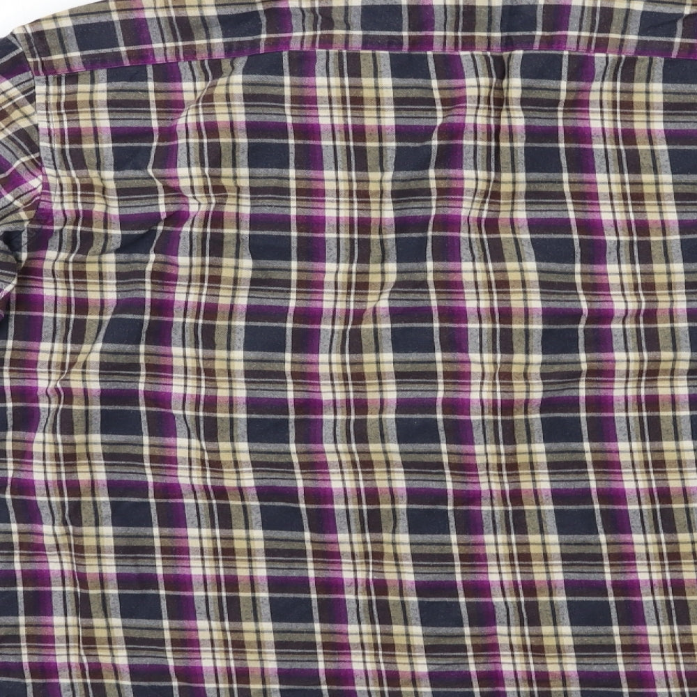 M&S Mens Multicoloured Check   Button-Up Size L