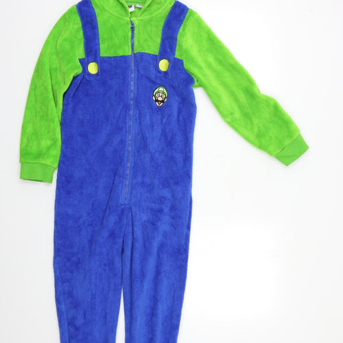 Super Mario Boys Blue    Bodysuit Size 9-10 Years  - Luigi Onesie