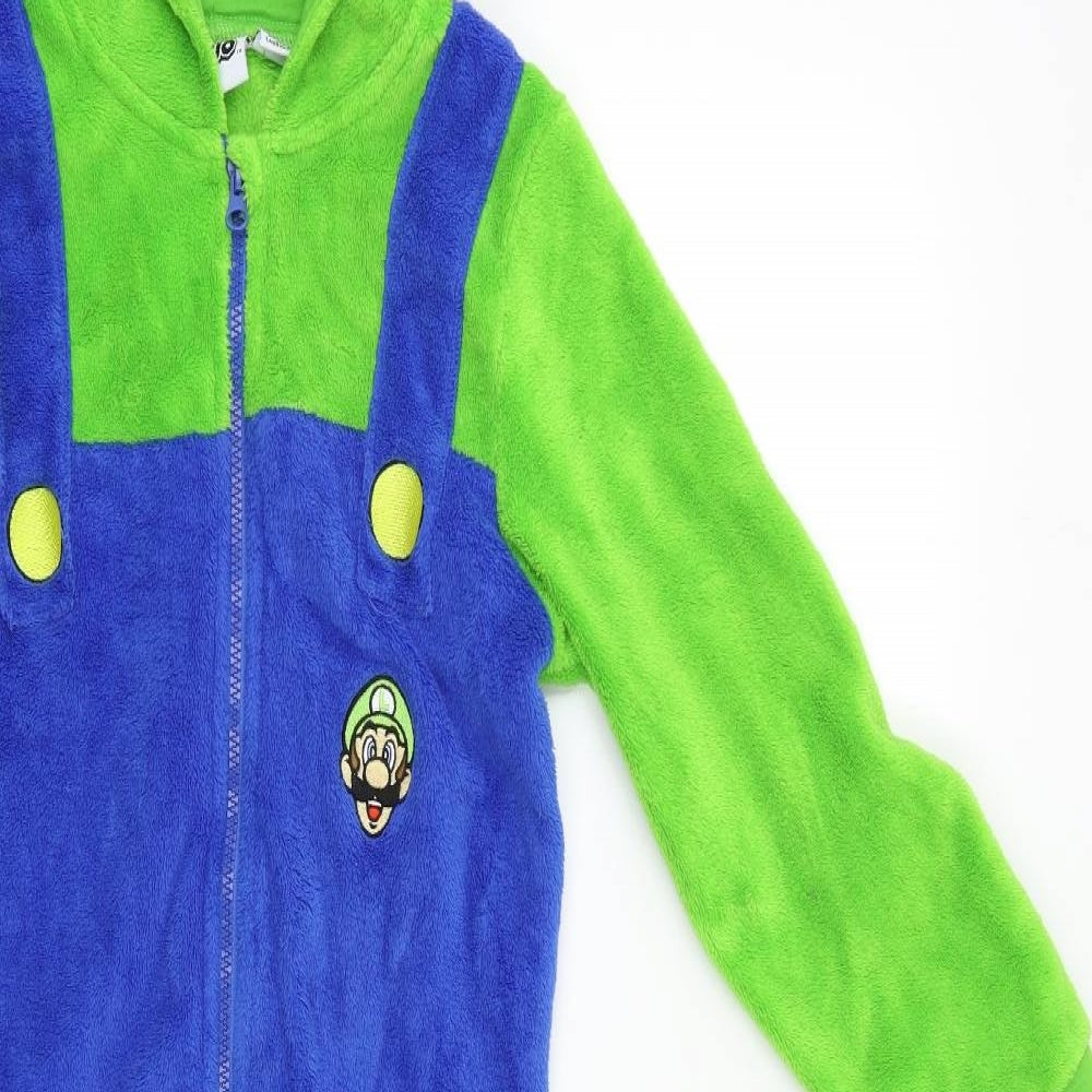 Super Mario Boys Blue    Bodysuit Size 9-10 Years  - Luigi Onesie