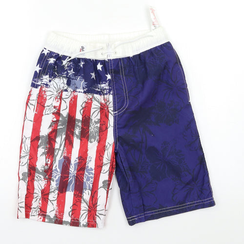 Rebel Boys Blue Geometric  Bermuda Shorts Size 9-10 Years