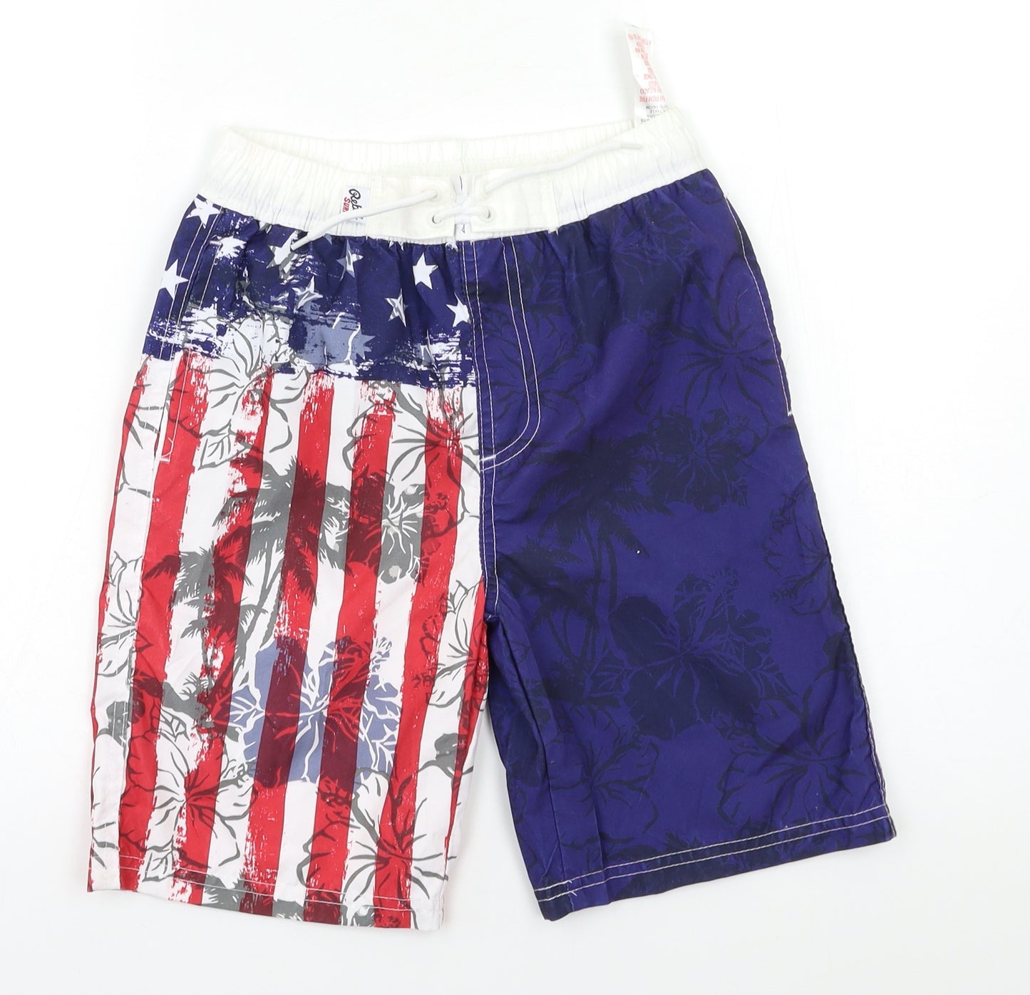 Rebel Boys Blue Geometric  Bermuda Shorts Size 9-10 Years