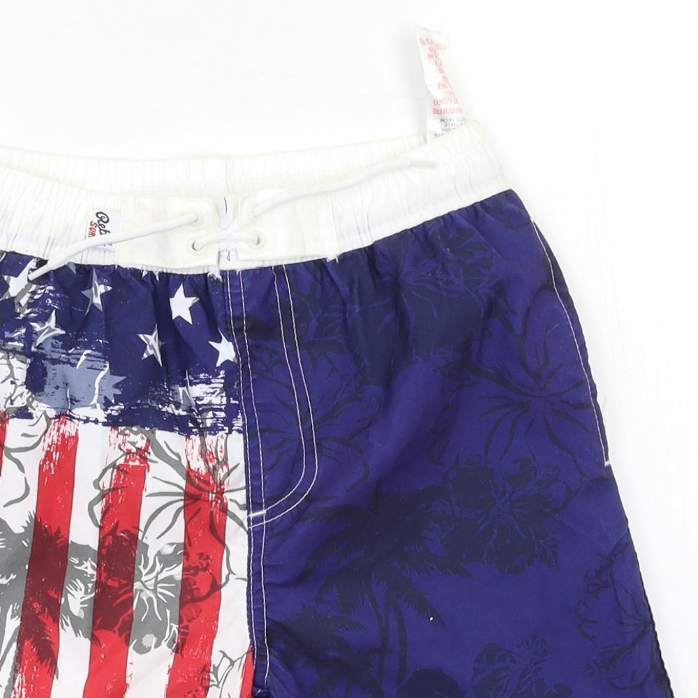 Rebel Boys Blue Geometric  Bermuda Shorts Size 9-10 Years