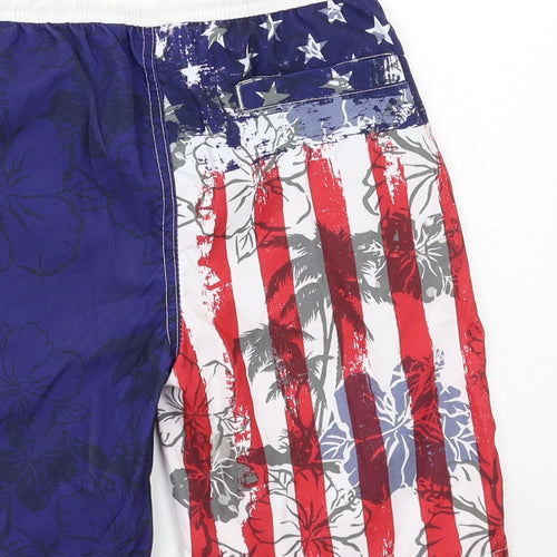 Rebel Boys Blue Geometric  Bermuda Shorts Size 9-10 Years