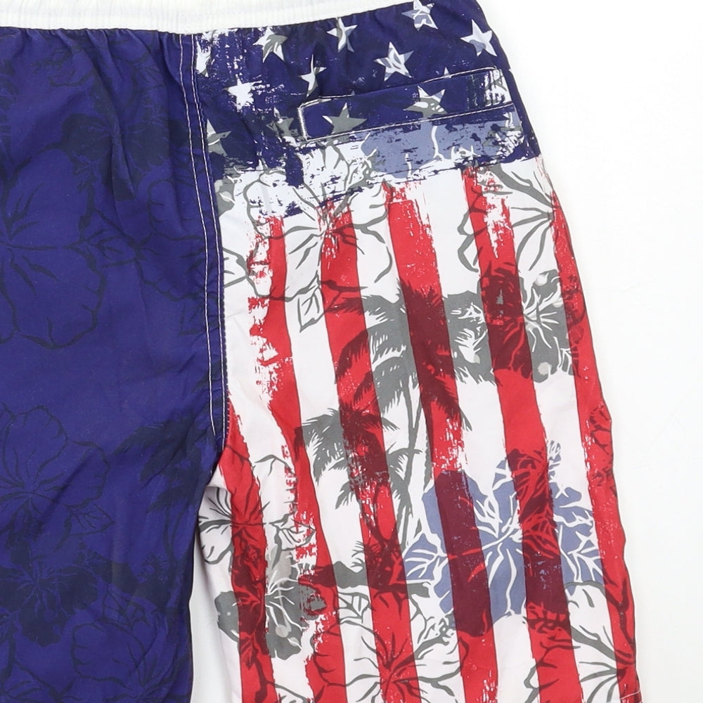 Rebel Boys Blue Geometric  Bermuda Shorts Size 9-10 Years