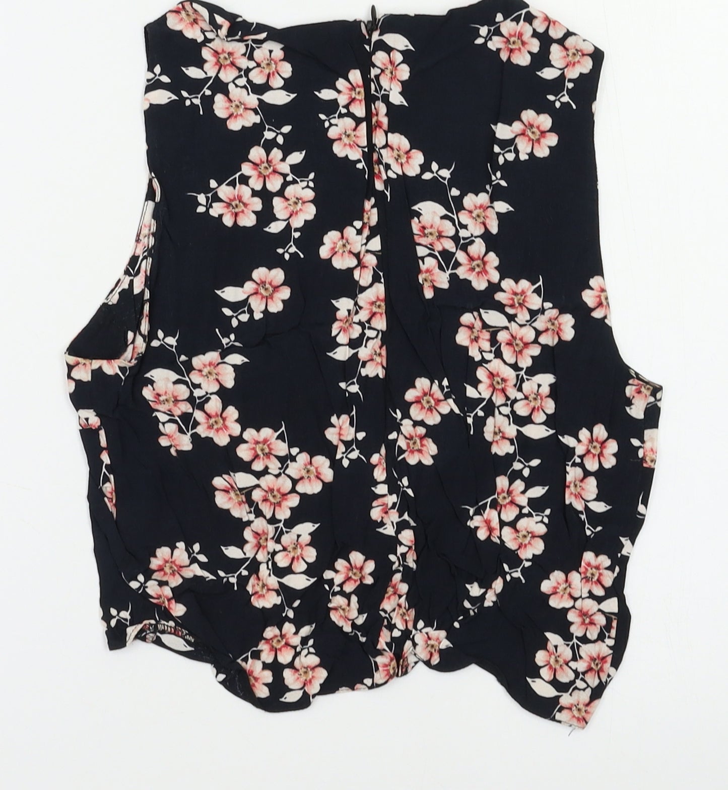 Miss Selfridge Womens Black Floral  Cropped T-Shirt Size 6