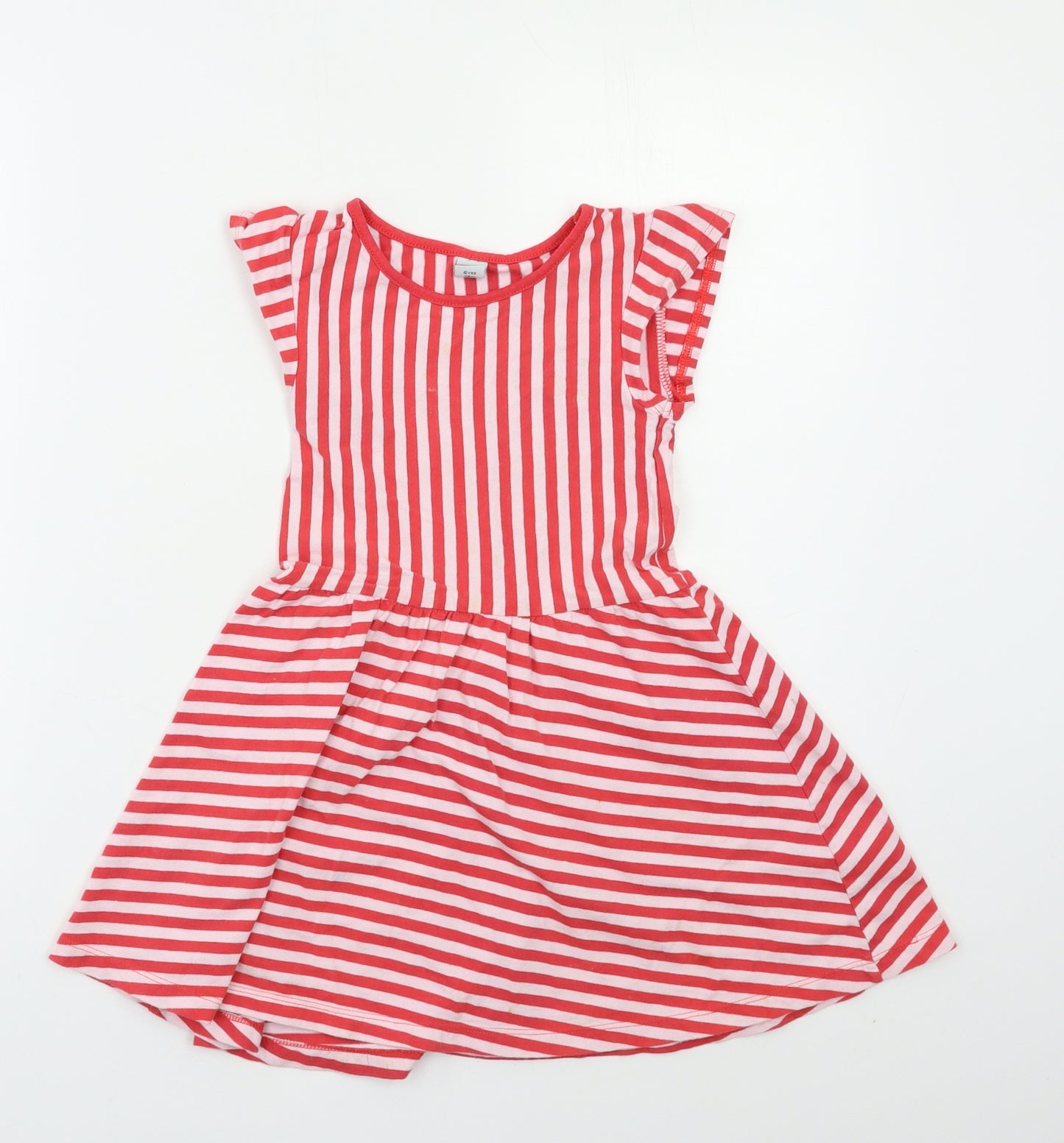 TU Girls Red Striped  Fit & Flare  Size 6 Years