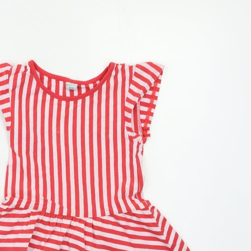 TU Girls Red Striped  Fit & Flare  Size 6 Years