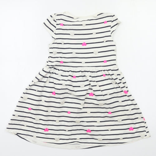 H&M Girls White Striped  Fit & Flare  Size 7-8 Years
