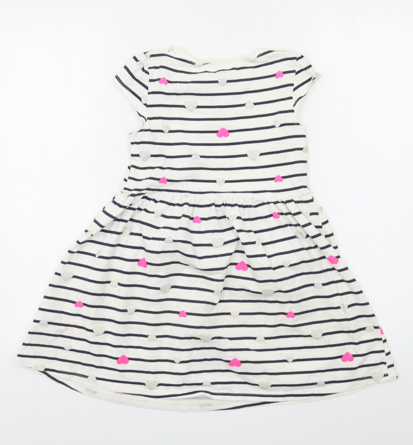 H&M Girls White Striped  Fit & Flare  Size 7-8 Years