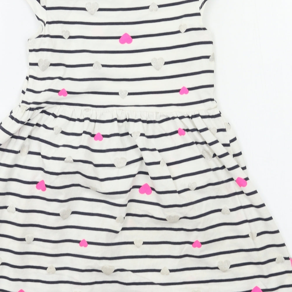 H&M Girls White Striped  Fit & Flare  Size 7-8 Years