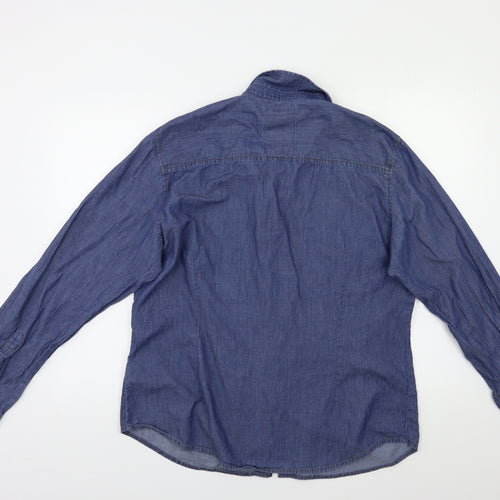 H.J.H. Mens Blue    Button-Up Size L