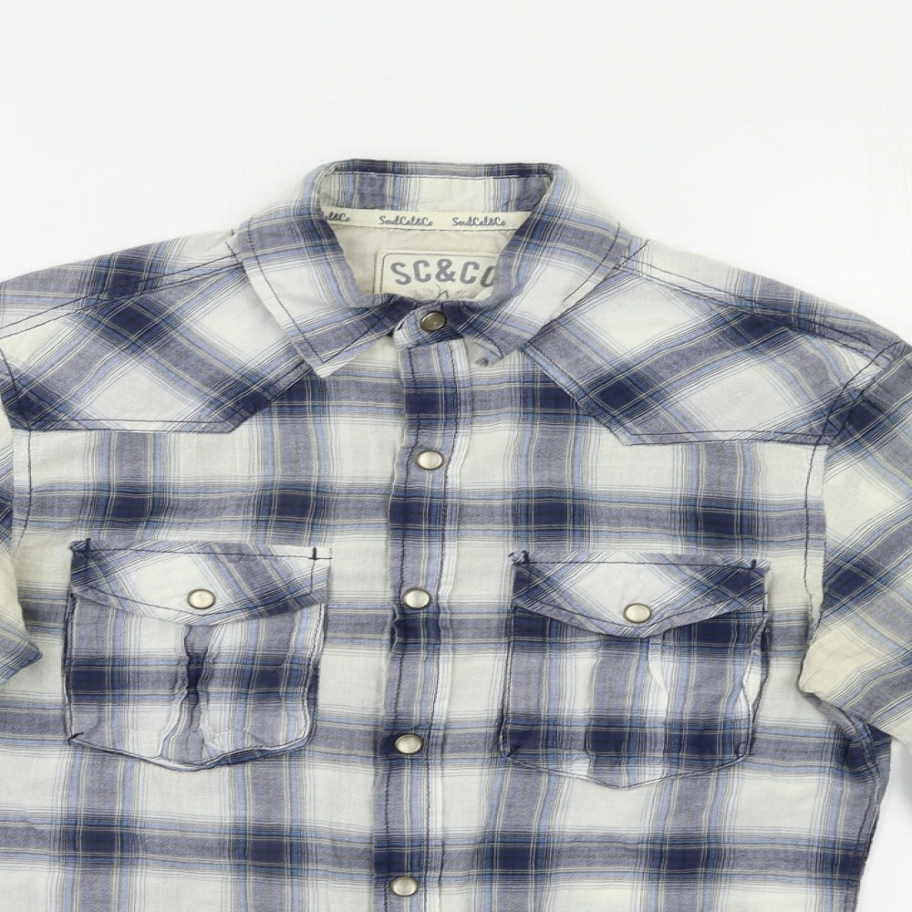 Soul Cal & Co Womens Blue Check  Basic Button-Up Size XS