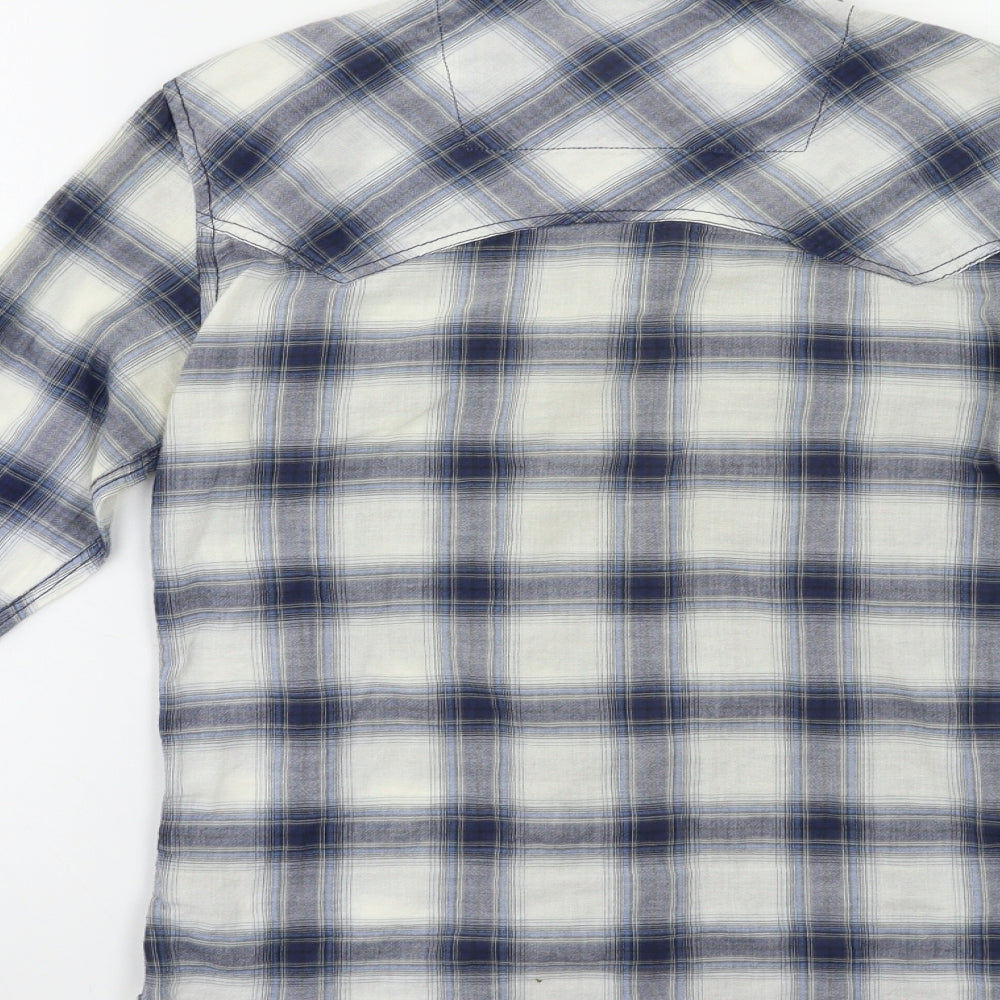 Soul Cal & Co Womens Blue Check  Basic Button-Up Size XS