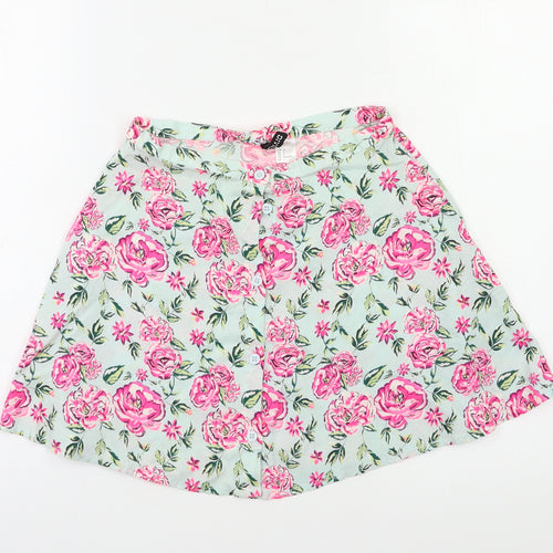 H&M Womens Green Floral  Flare Skirt Size 6