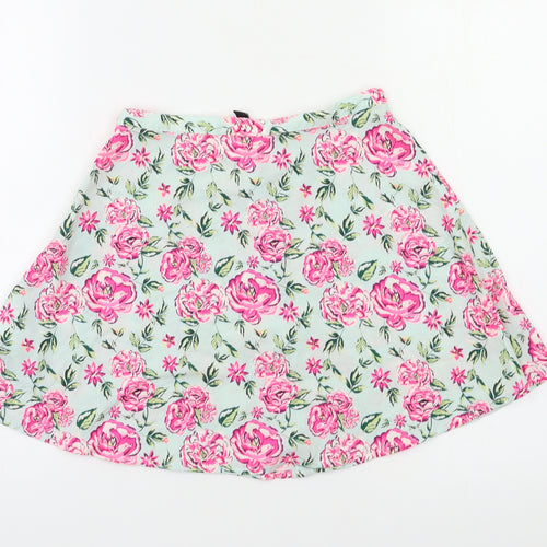H&M Womens Green Floral  Flare Skirt Size 6