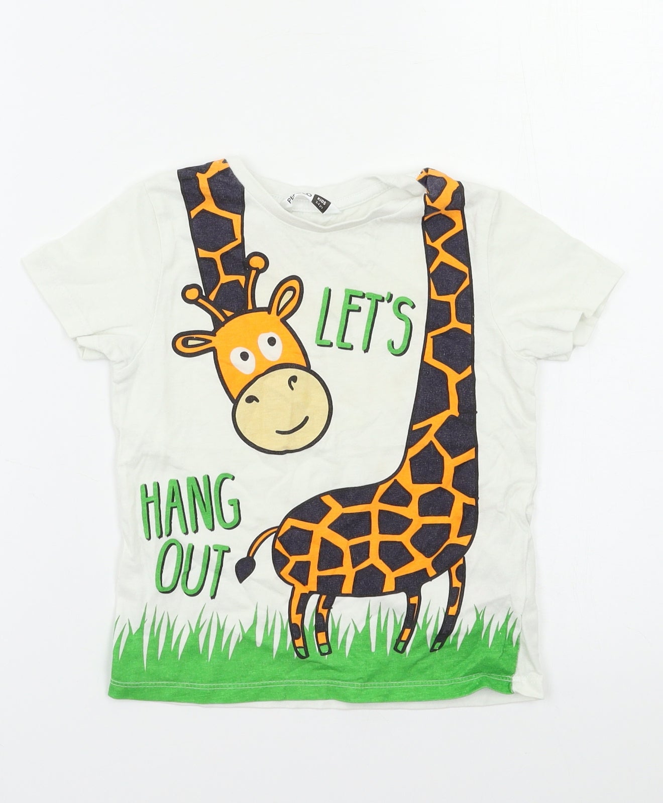 Pep&Co Girls White   Basic T-Shirt Size 3-4 Years  - Giraffe