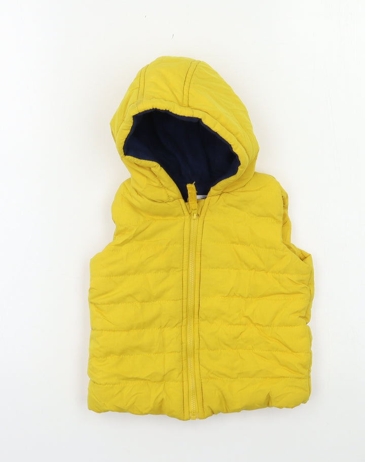 F&F Baby Yellow   Puffer Jacket Waistcoat Size 12 Months