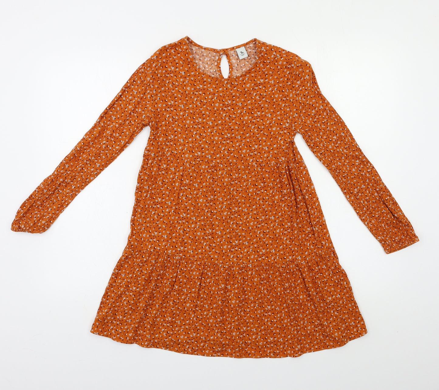 TU Girls Orange Floral  A-Line  Size 10 Years