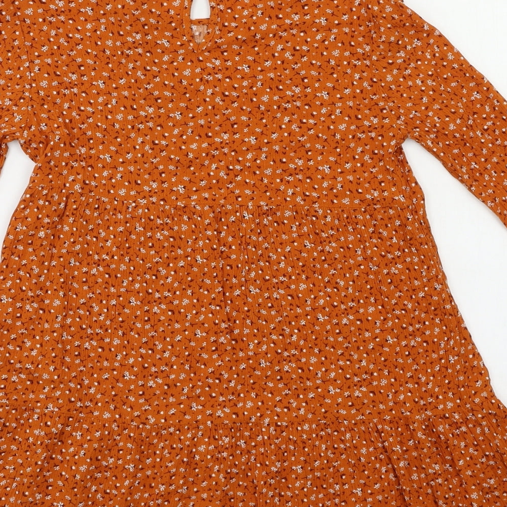 TU Girls Orange Floral  A-Line  Size 10 Years
