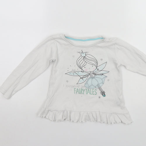 Dunnes Stores Girls White   Tunic Jumper Size 2-3 Years
