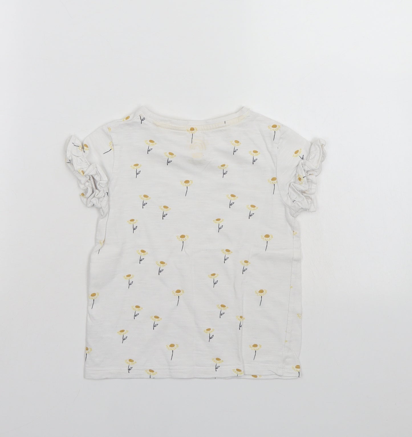 F&F Girls White Floral  Basic T-Shirt Size 3-4 Years