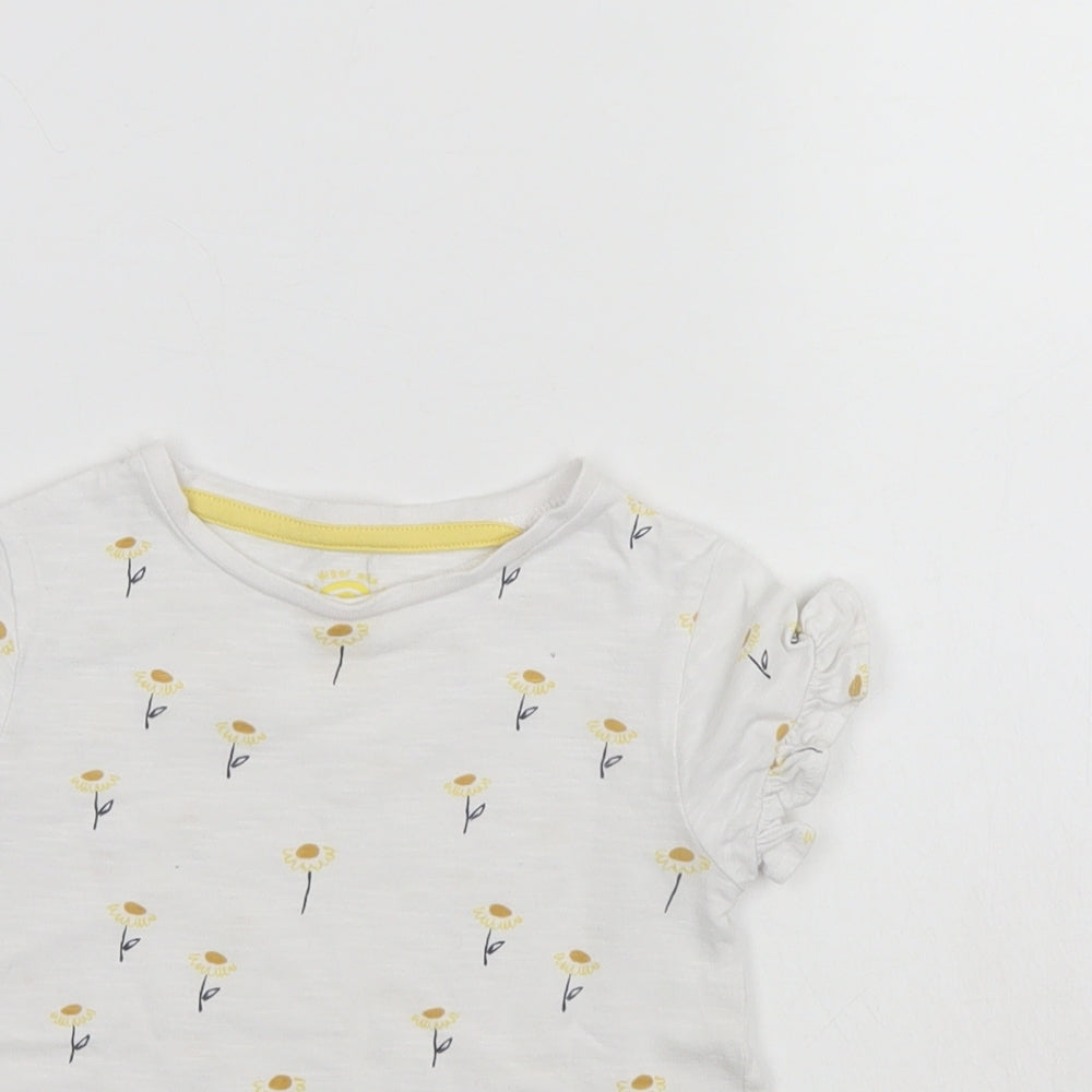 F&F Girls White Floral  Basic T-Shirt Size 3-4 Years