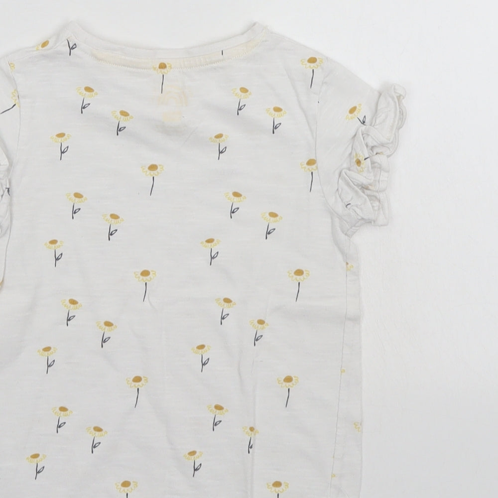 F&F Girls White Floral  Basic T-Shirt Size 3-4 Years