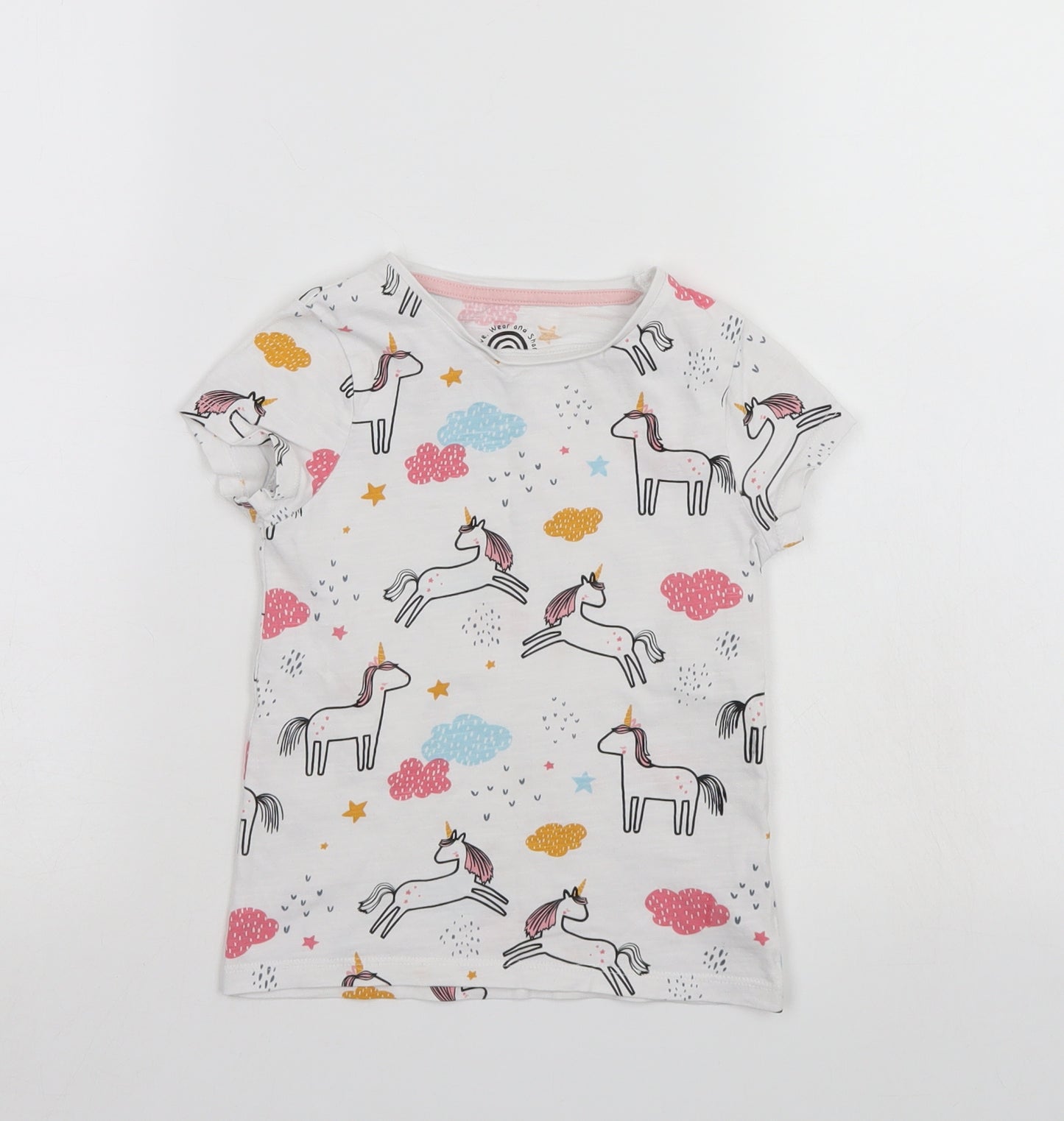 F&F Girls White   Basic T-Shirt Size 3-4 Years