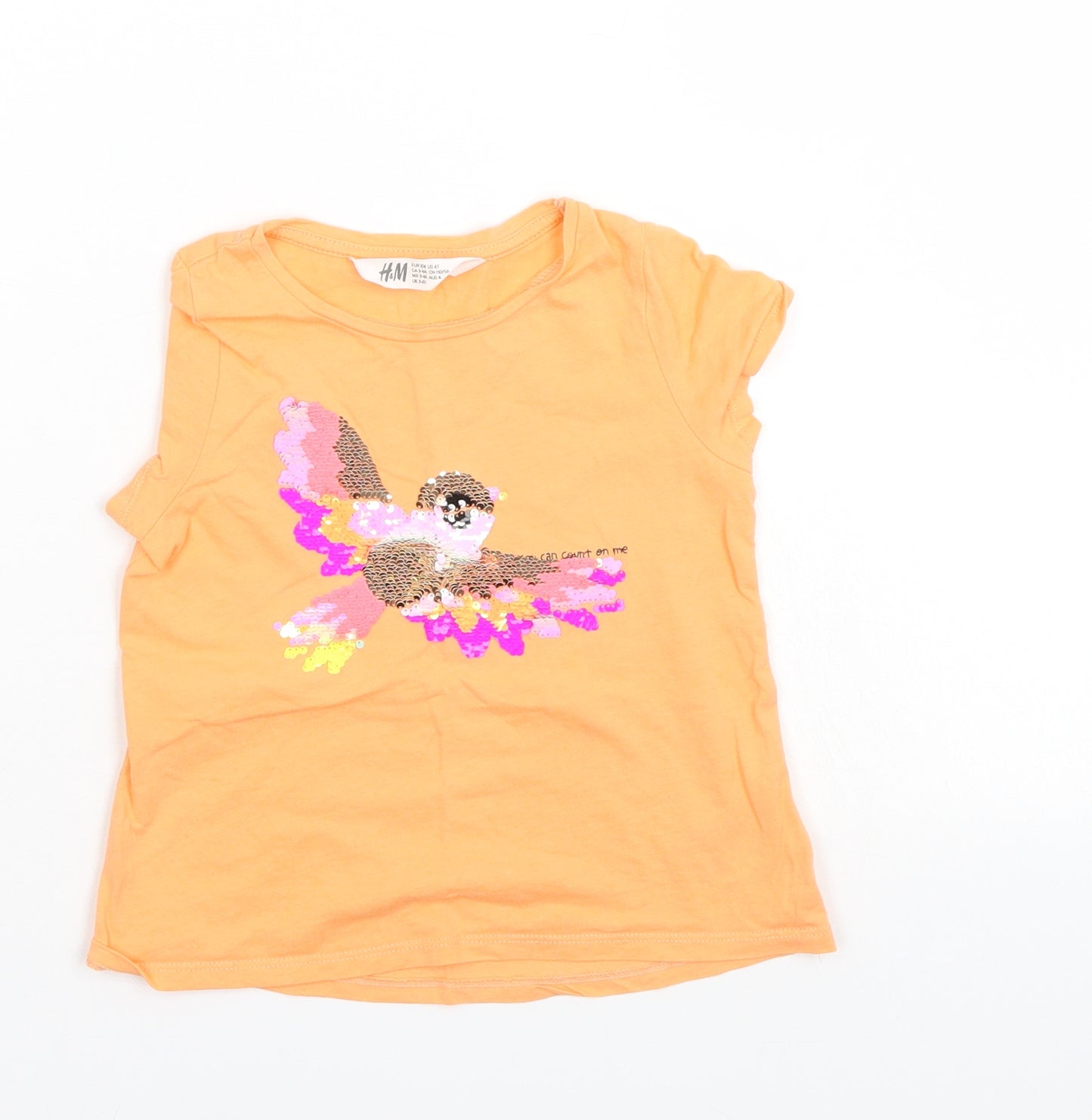 H&M Girls Orange   Basic T-Shirt Size 4-5 Years