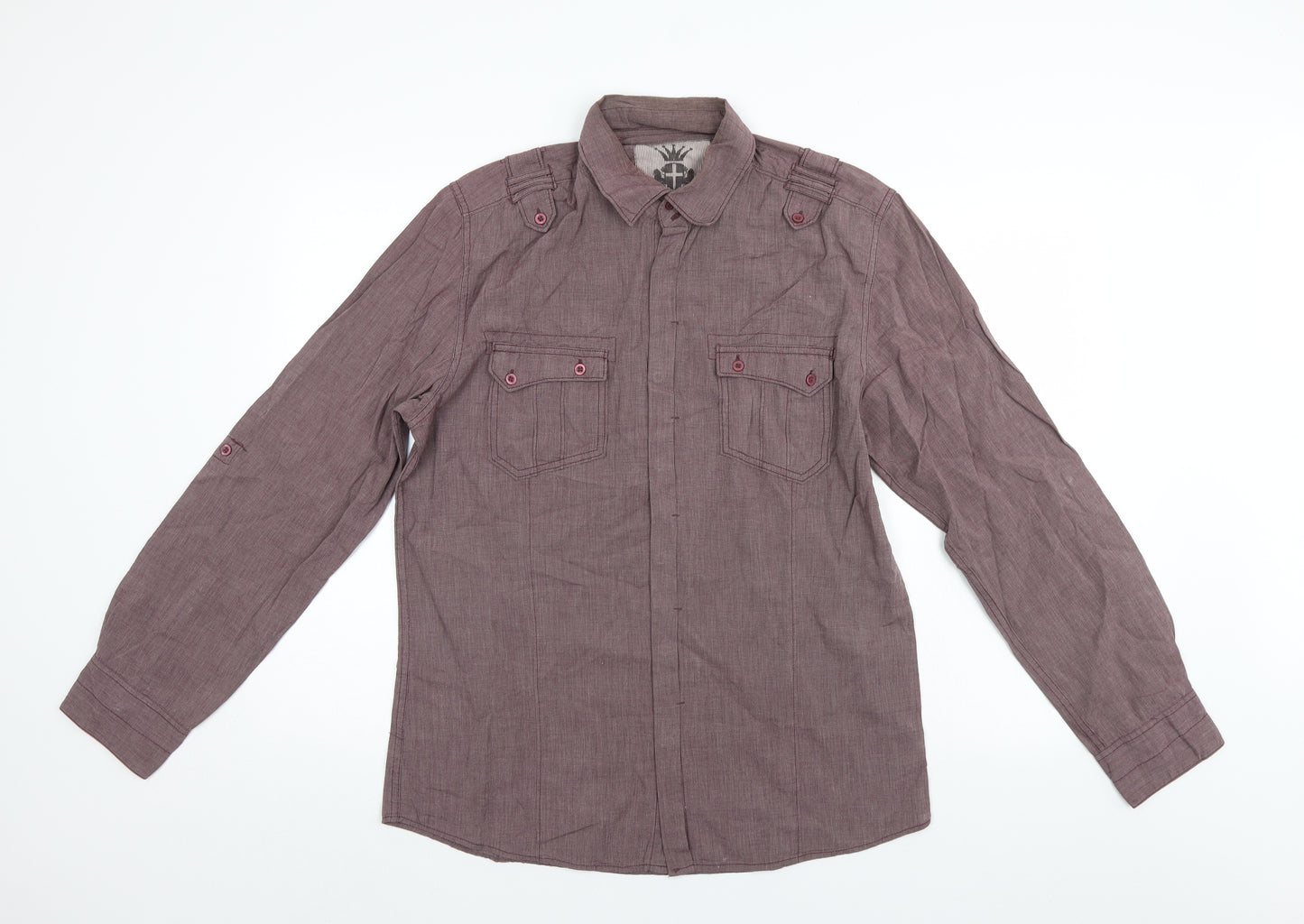 Lime Mens Purple    Button-Up Size L