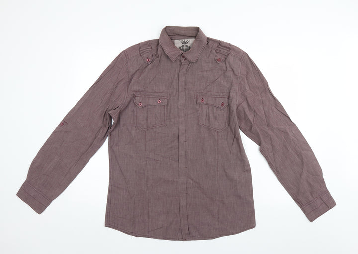 Lime Mens Purple    Button-Up Size L