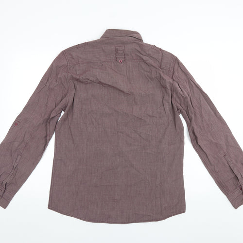 Lime Mens Purple    Button-Up Size L