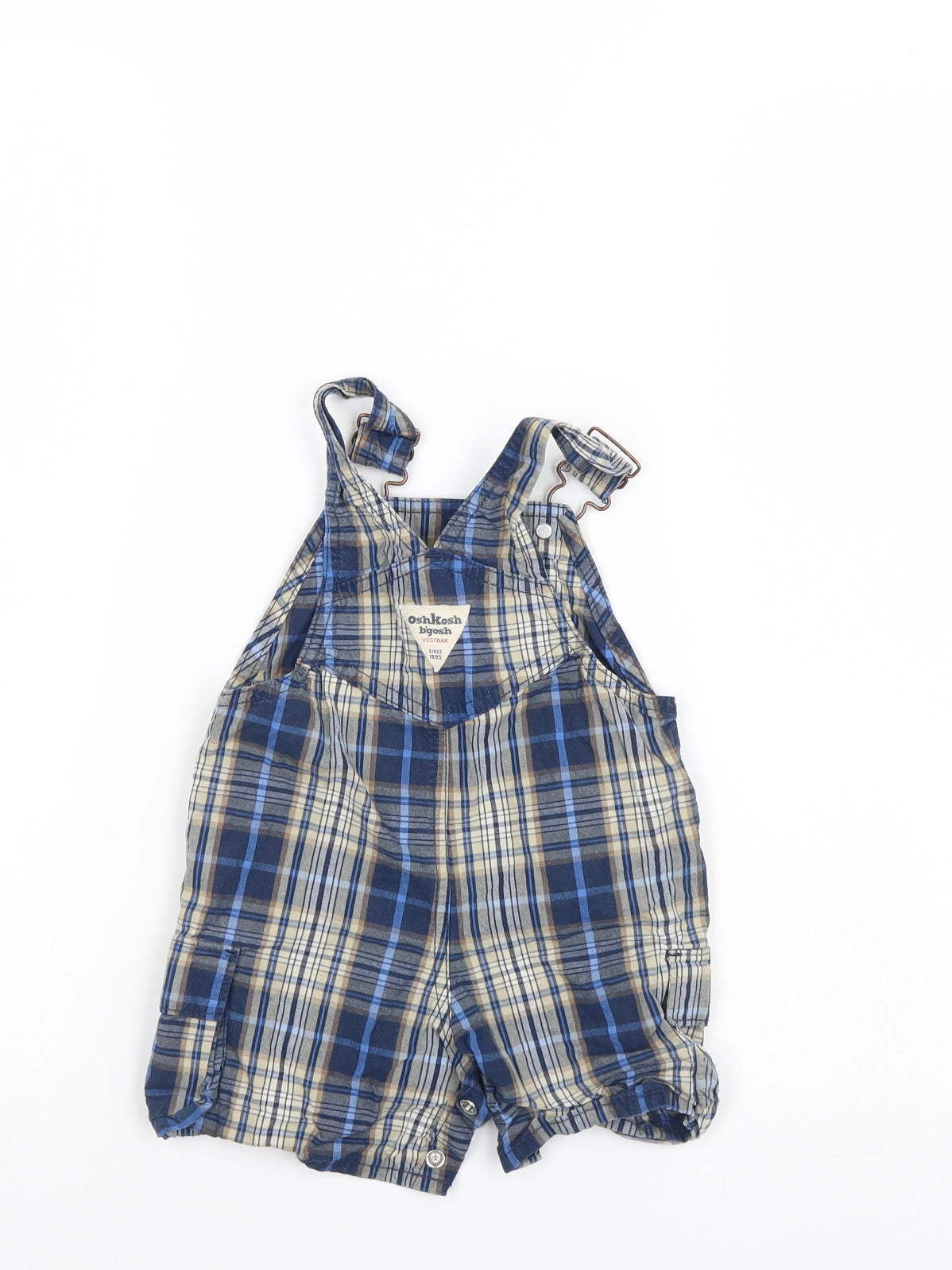 Osh Kosh Boys Blue Check  Dungaree One-Piece Size 12 Months