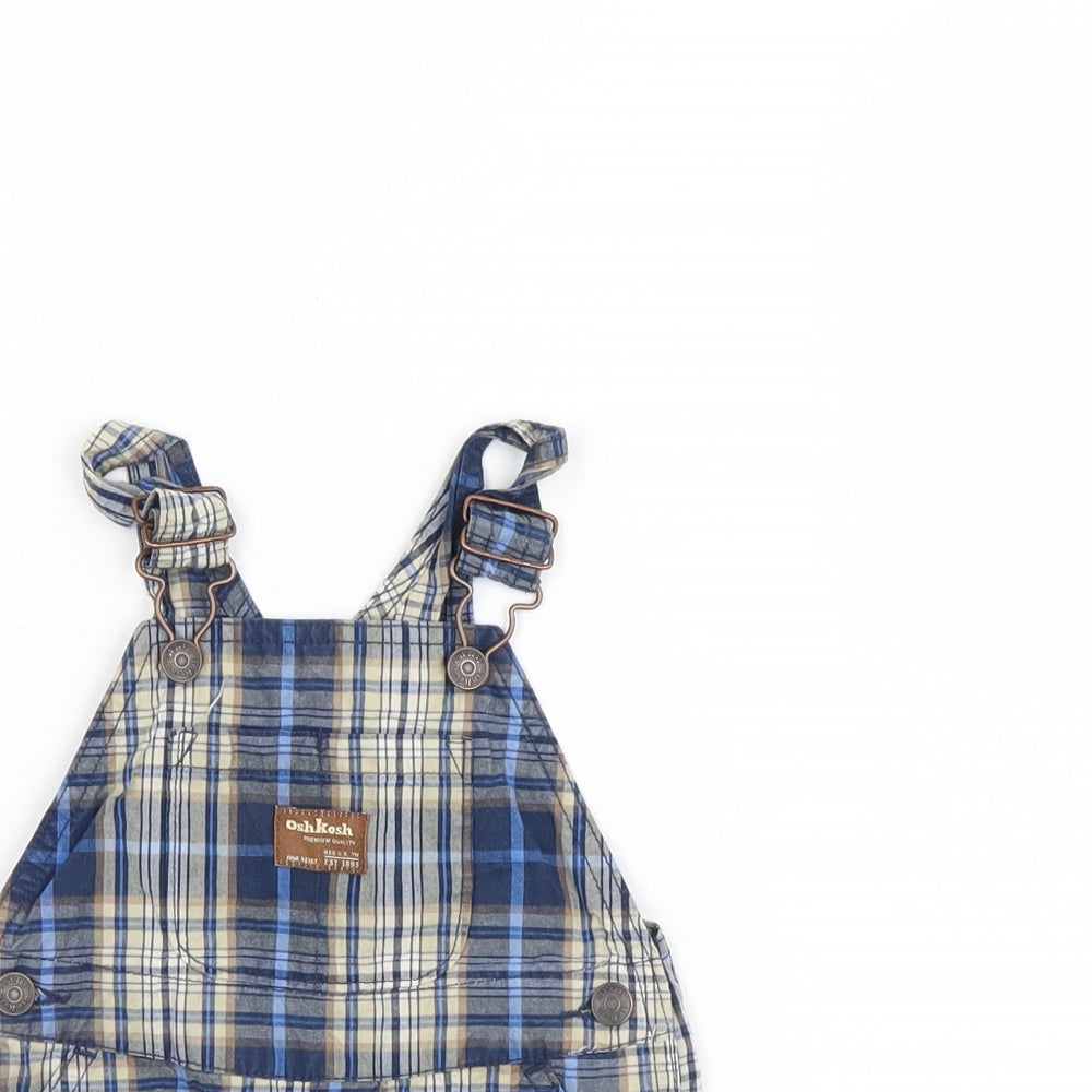 Osh Kosh Boys Blue Check  Dungaree One-Piece Size 12 Months