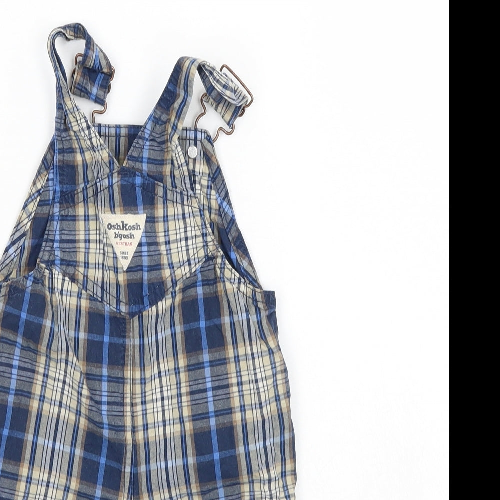 Osh Kosh Boys Blue Check  Dungaree One-Piece Size 12 Months