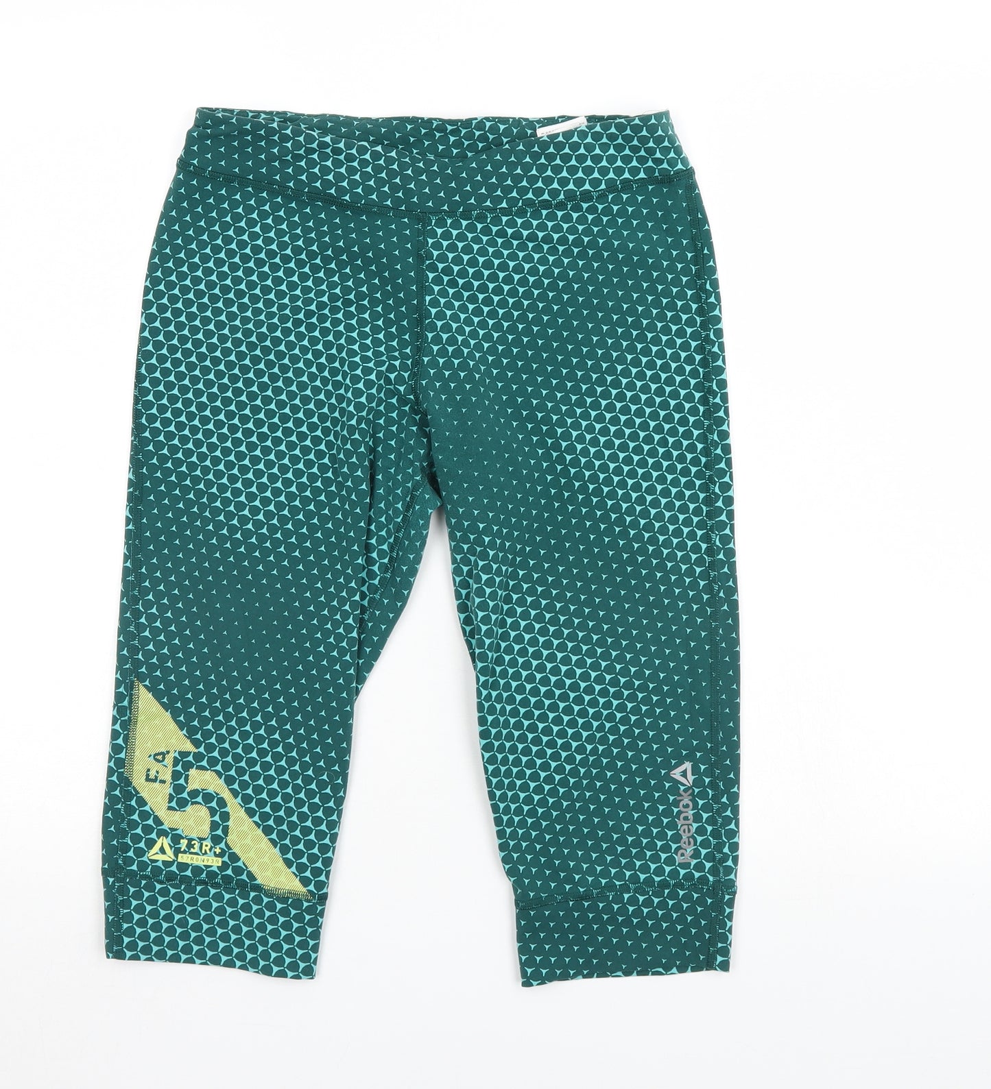 Reebok Womens Green Polka Dot  Capri Leggings Size 12 L16 in
