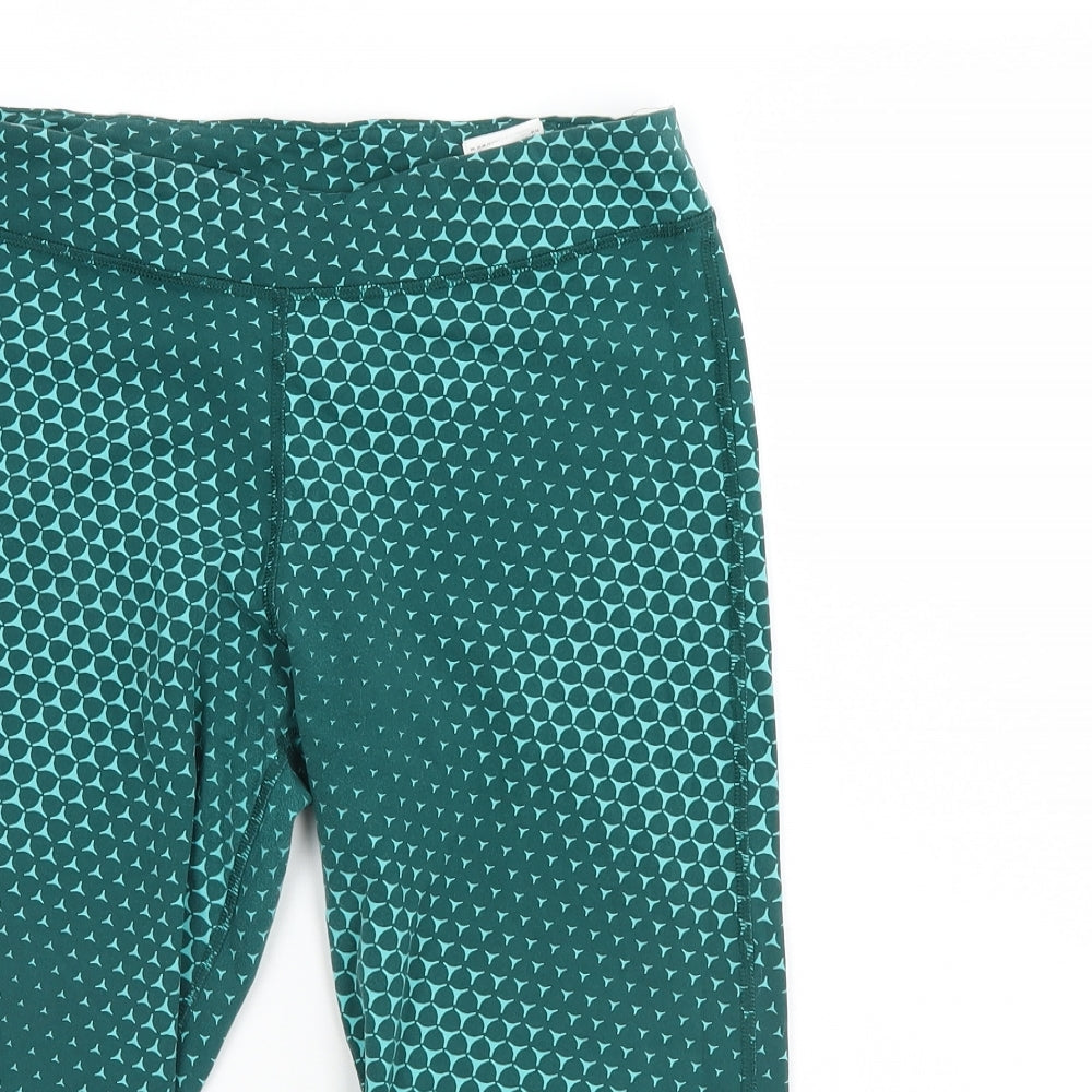 Reebok Womens Green Polka Dot  Capri Leggings Size 12 L16 in